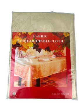 Sultan's Linens Fabric Jacquard Tablecloth 60" Round Gold Color New in Package